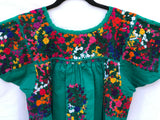 Green with Multicolor Felicia Blouse - S