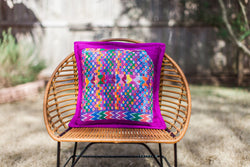 Purple with Multicolor Huipil Pillow Case