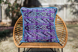 Purple and Blue Huipil Pillow Case