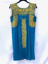 Turquoise with Yellow Felicia Dress - S