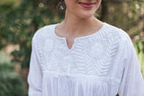 White Manta Blouse with White Embroidery
