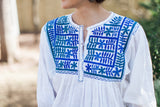White Tunic with Blue Embroidery