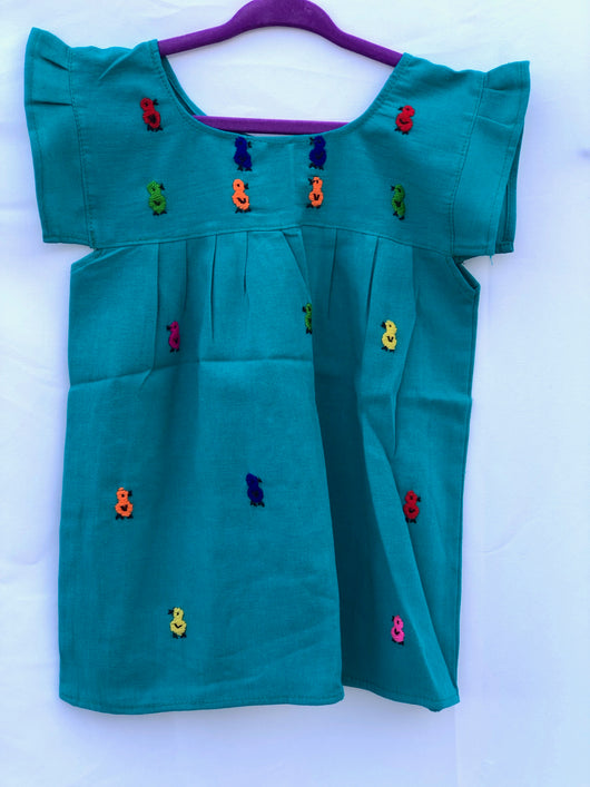 Girl's Turquoise Pajarito Dress - 2T