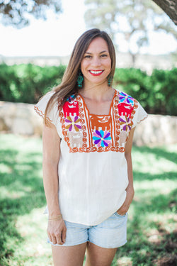 Burnt Orange Los Animales Blouse