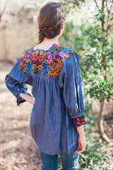 Chambray Embroidered Chiapas Tunic