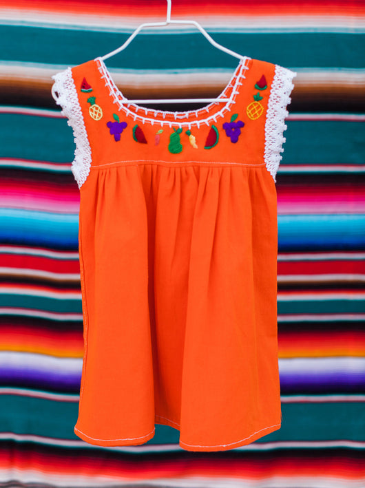 Girl's Orange Fruta Oaxaca Dress