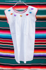 Girl's White Manta Pajarito Oaxaca Dress