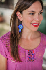 Medium Blue Bead Earrings