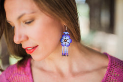 Medium Blue Bead Earrings