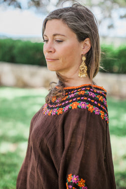 Medium Gold Peacock Earrings