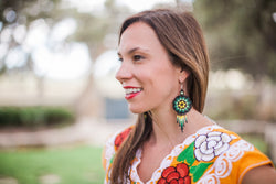 Large Green Bead Earrings
