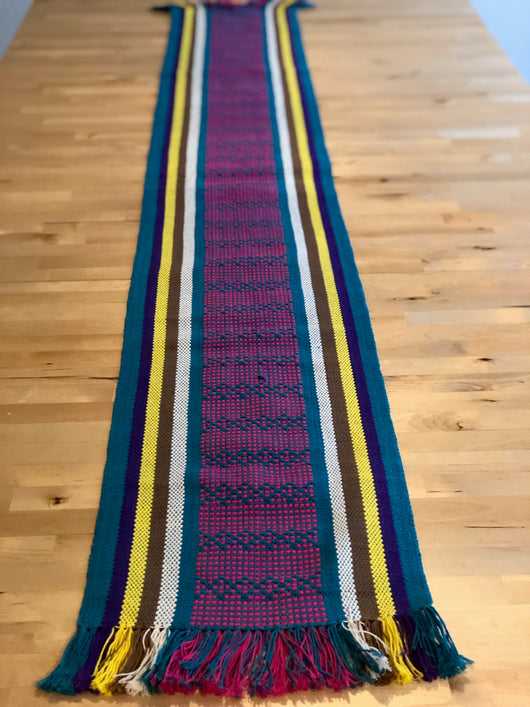 Turquoise with Multicolor Santo Tomas Jalieza Runner