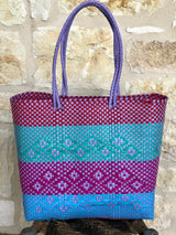 Turquoise, Lavender and Magenta Woven Tote