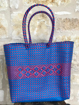 Pink and Blue Woven Tote