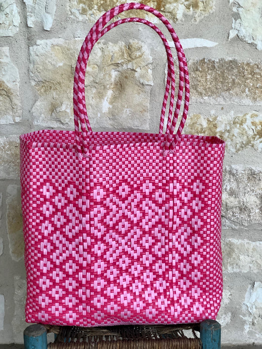 Light Pink and Magenta Woven Tote