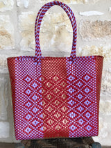 Red, Gold and Lavender Woven Tote