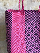 Pink, Chocolate Brown and Magenta Woven Tote