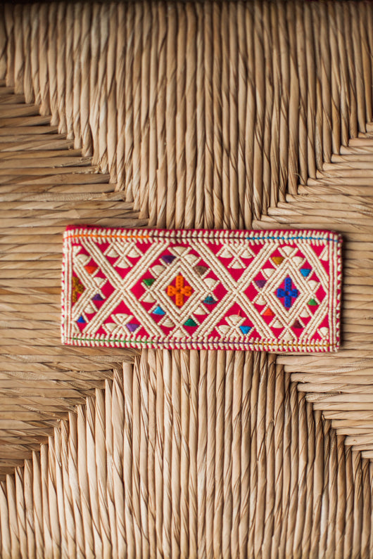 Magenta and White San Andres Pouch