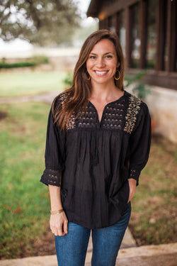 Black and Gold Franco Blouse