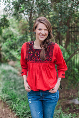 Red and Black San Andres Blouse