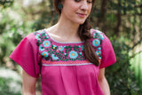 Pink Manta with Turquoise Puebla Blouse
