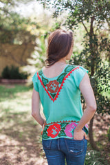 Mint Tenango Blusa de Pajaro