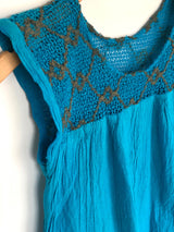 Turquoise Sleeveless Oaxaca Blouse