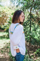 Vine Tunic with Blue and Yellow Flowers