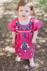 Girl's Fuchsia Puebla Dress