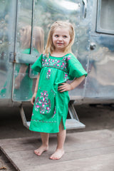 Girl's Green with Pink Puebla Dress