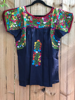 Navy Blue with Multicolor San Antonino Blouse M/L