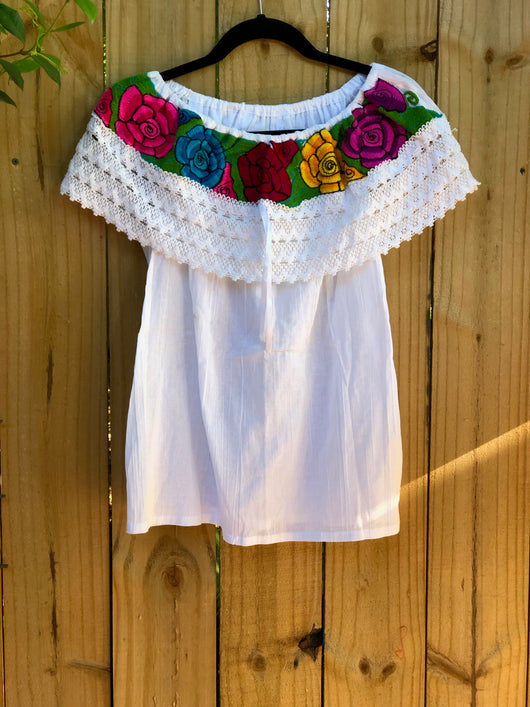 White Embroidered Campesina Blouse