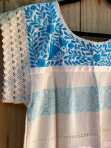 White with Turquoise Telar Dress