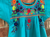 Turquoise Girl's Puebla Dress- 10