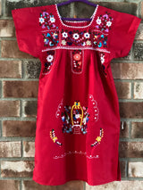 Girl's Red Puebla Dress
