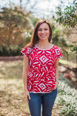 White with Red Blusa de Otomi