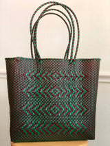 Green and Maroon Woven Tote