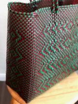 Green and Maroon Woven Tote
