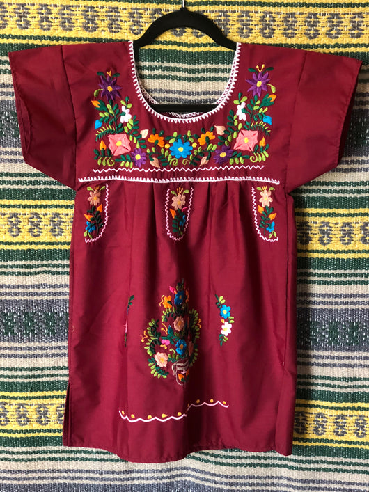Girl's Maroon Puebla Dress- 6T