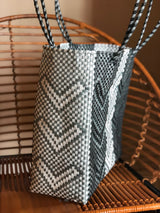 Large Black, White and Gray Woven Tote