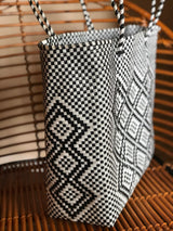 Large Black and White Woven Tote