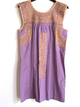 Lavender Gingham with Tan Felicia Dress- S