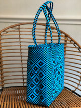 Medium Black and Blue Woven Tote