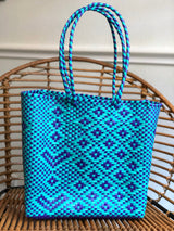 Medium Turquoise and Purple Woven Tote