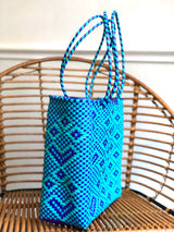 Medium Turquoise and Purple Woven Tote