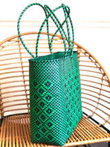Large Green and Black Woven Tote
