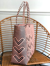 Large Peach and Black Woven Tote