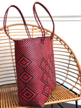 Large Red and Black Woven Tote