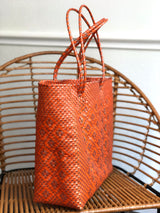 Large Orange and Gold Woven Tote