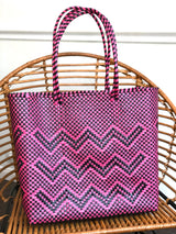 Large Pink and Black Woven Tote